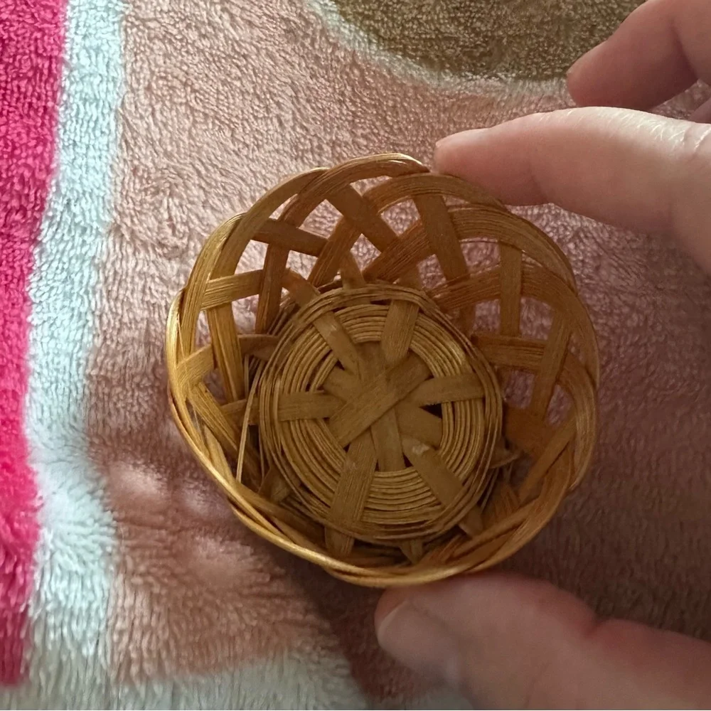 Woven Decorative Vintage Mini Ring Basket - Natural Brown